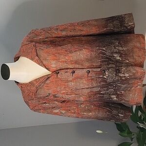 TanJay Vintage Brown and Rust Bohemian Button Front Blazer Size 24W